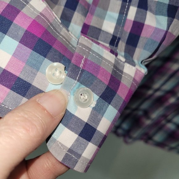 Tattersall London Shirt Men 16.5x32-33 Long Sleeve Button-Up Spread Collar *Flaw - Picture 3 of 13